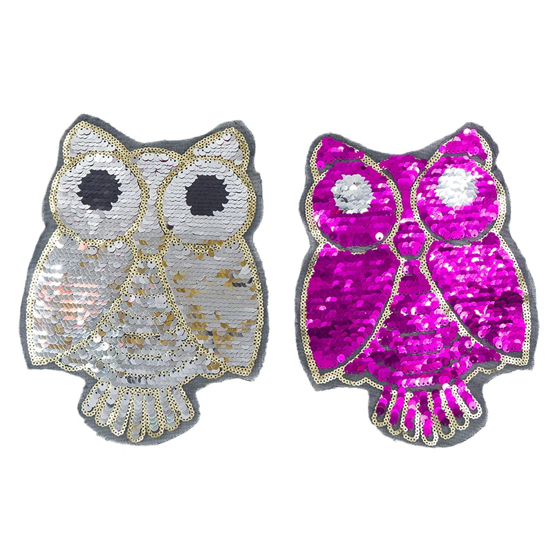 Патч для совы двусторонний меняющий цвет блестки Пришивные патчи одежды сделай