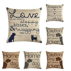 Наволочка для подушки с собакой, подушка с буквами, хлопковая, льняная наволочка, 45x45 см, диванная, домашняя декоративная наволочка, 16 шт.
