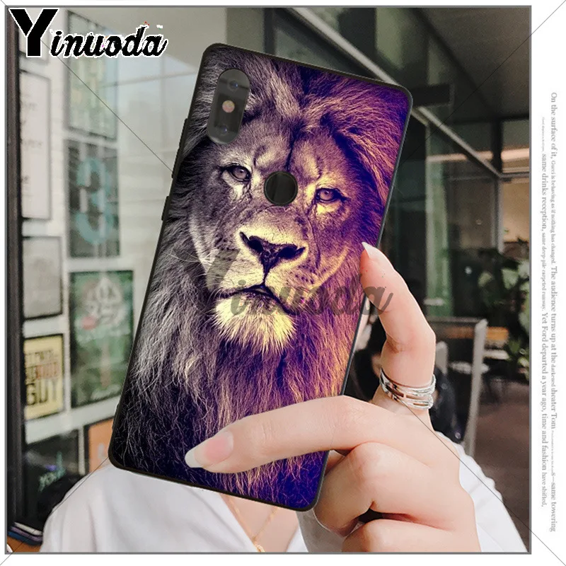 Мягкий резиновый черный чехол для телефона Yinuoda Animals The lion xiaomi mi 6 8 se note2 3 mix2 redmi 5 5plus
