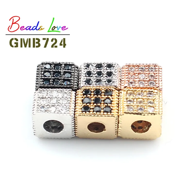 3 шт./лот 6*5 мм Металлический Micro Pave циркониевые кристаллы квадратный Форма медные
