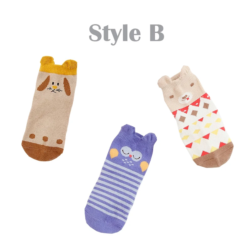 3 пар/лот детские Нескользящие хлопковые носки с забавными мультяшными рисунками