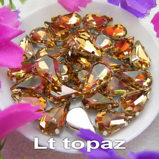 A14 Lt topaz Стеклянные хрустальные серебряные коготки 3*6 мм 6*10 мм 8*13 мм форма капли воды груша необычные цвета смешанные пришивные стразы бусины ручной работы diy - Цвет: A14 Lt topaz