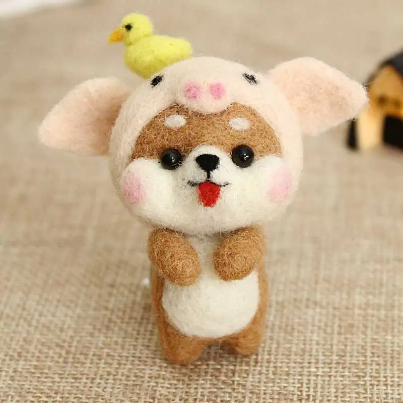 Pig 12 зодиакальных животных Дракон, овца, тигр, кролик, кукла мышка, шерсть, войлок, сделай сам, ручная работа, набор игл, не готовый материал - Цвет: Pig