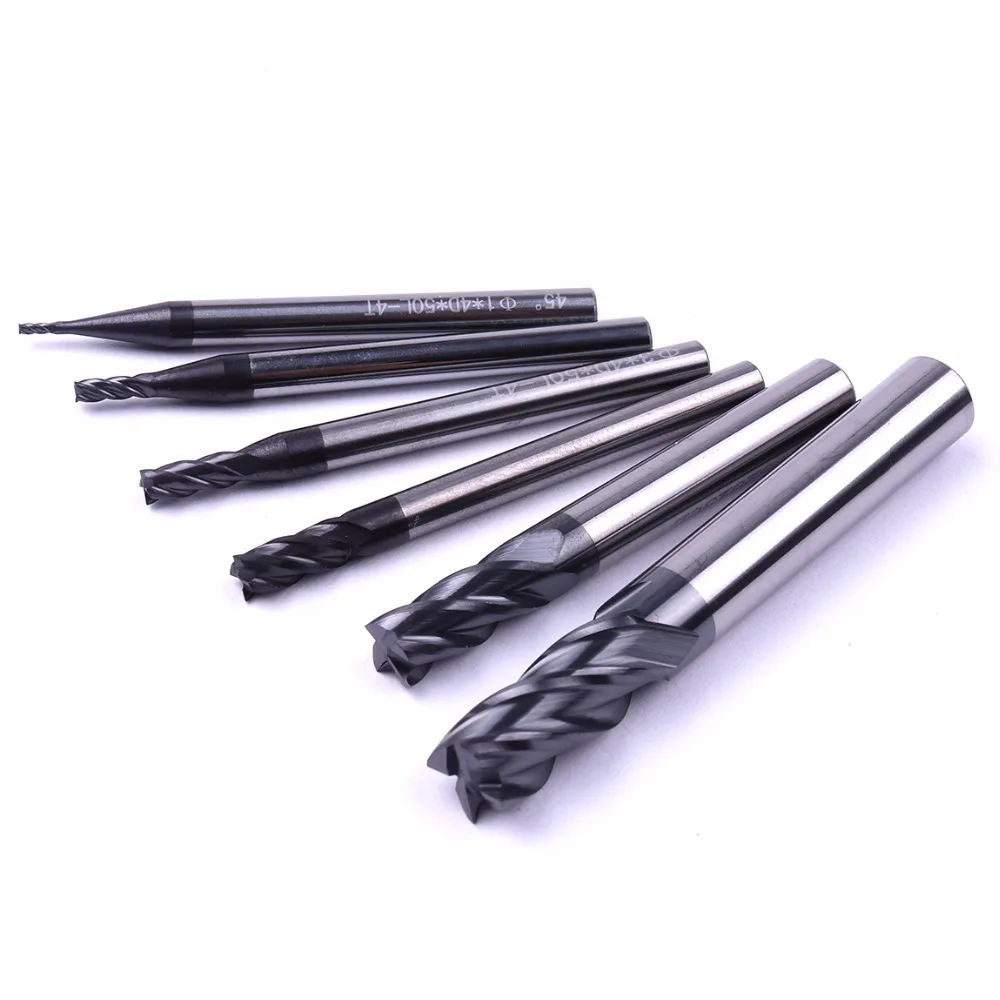 1PC Tungsten Steel End Mill 4mm 6mm 8mm Straight Shank 4 Flute Milling CNC Cutter Drill Bits 1-8mm Bit Set | Инструменты