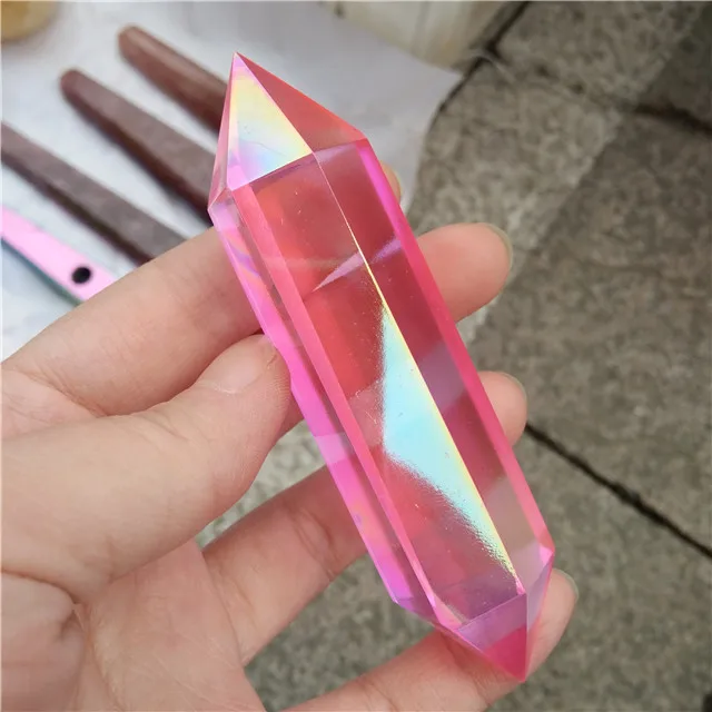 Wholesale Red Aura Bismuth Titanium Silicon Quartz Crystal Double Points | Дом и сад