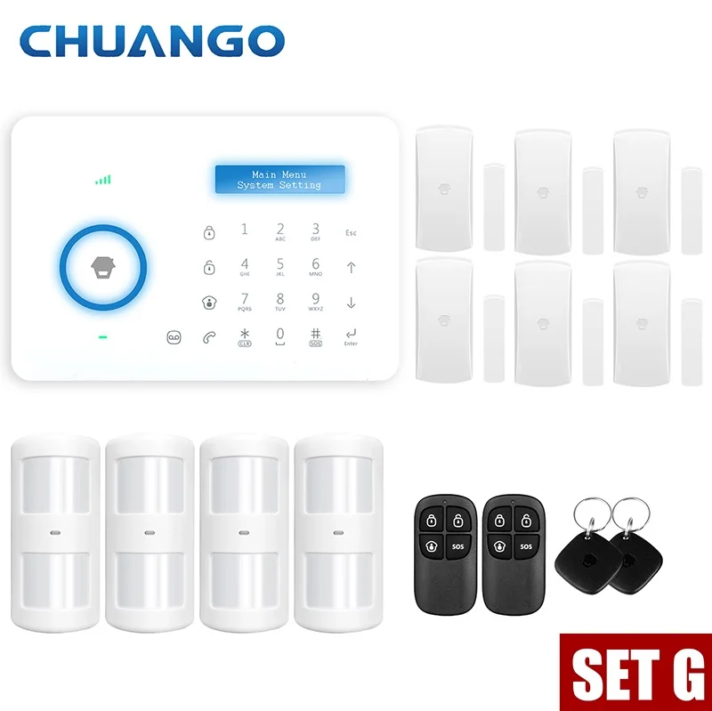 Chuango A11 PSTN сигнализации Системы сенсорной клавиатурой умный дом сигнализация Системы движения Сенсор - Цвет: A11 Set G