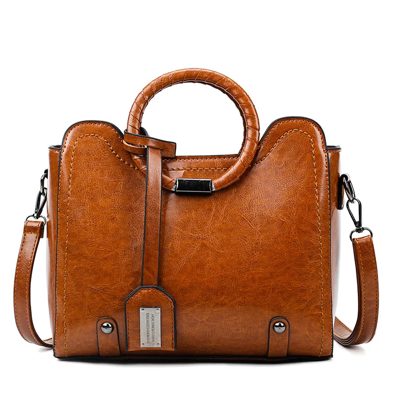 Винтажная Портативная Сумка тоут для женщин качественная кожаная женская