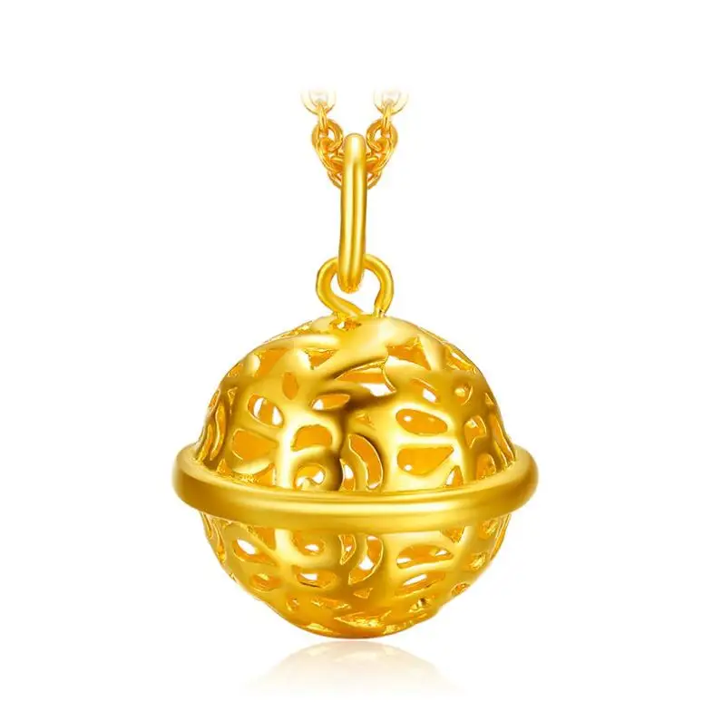 

Подвеска из чистого желтого золота 24 карата, идеальный кулон с большим колокольчиком, 4,75 г