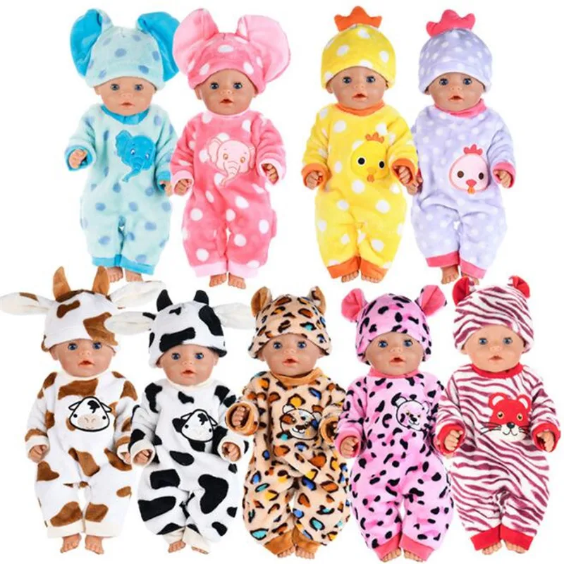

Born New Baby Doll Clothes Fit 18 Inch 43cm Blue Elephant Pink Yellow Chicken Animal Doll Accessories For Baby Birthday Gift