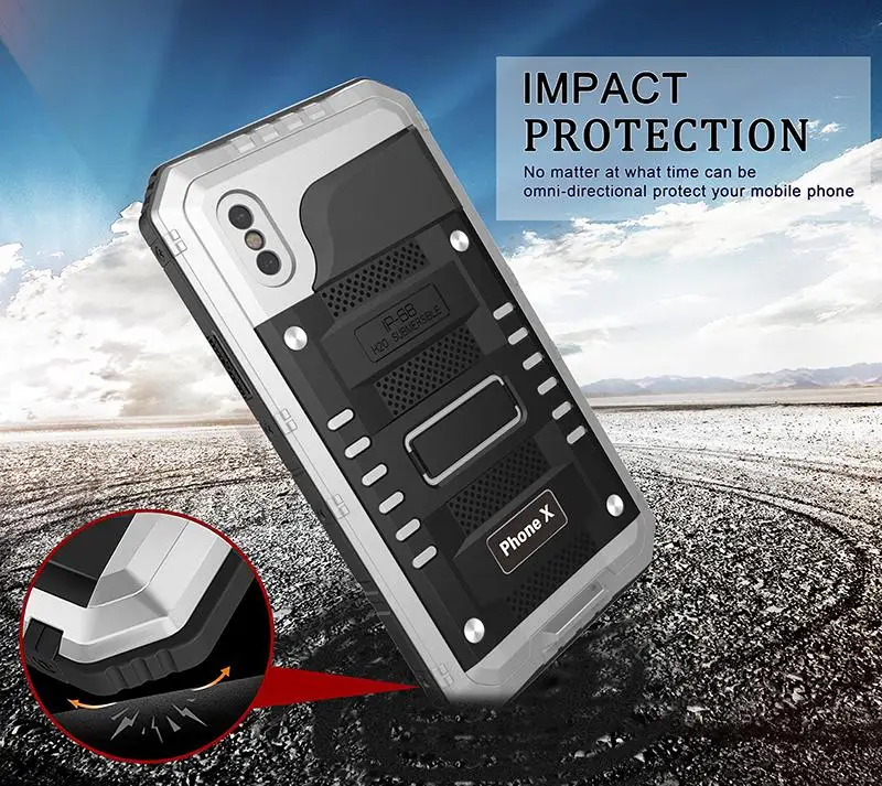 IP68 Водонепроницаемый чехол для телефона для iPhone X XS 8 7 6 6s Plus металлический чехол для дайвинга сверхпрочный защитный чехол для iPhone 8 7 Plus чехол