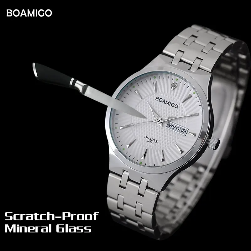 Моды для мужчин кварцевые часы серебро стали наручные платье бизнес мужчины топ