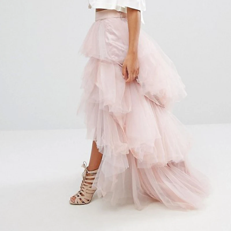 Женская многоярусная юбка пачка с оборками длинная трехслойная из фатина для