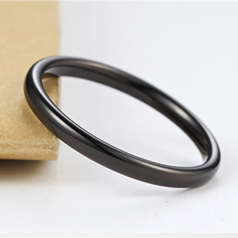 

MANGOSKY 2mm Black Titanium rings for men women finger wholesale drop ship