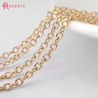 (31196)2 метра ширина 2 мм 24K Шампанское Золото Цвет позолоченная Медь круглая овальная форма звенья цепи Diy ювелирные аксессуары