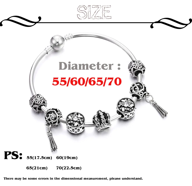 Высокое качество винтажные серебряные браслеты с подвесками и очаровательные