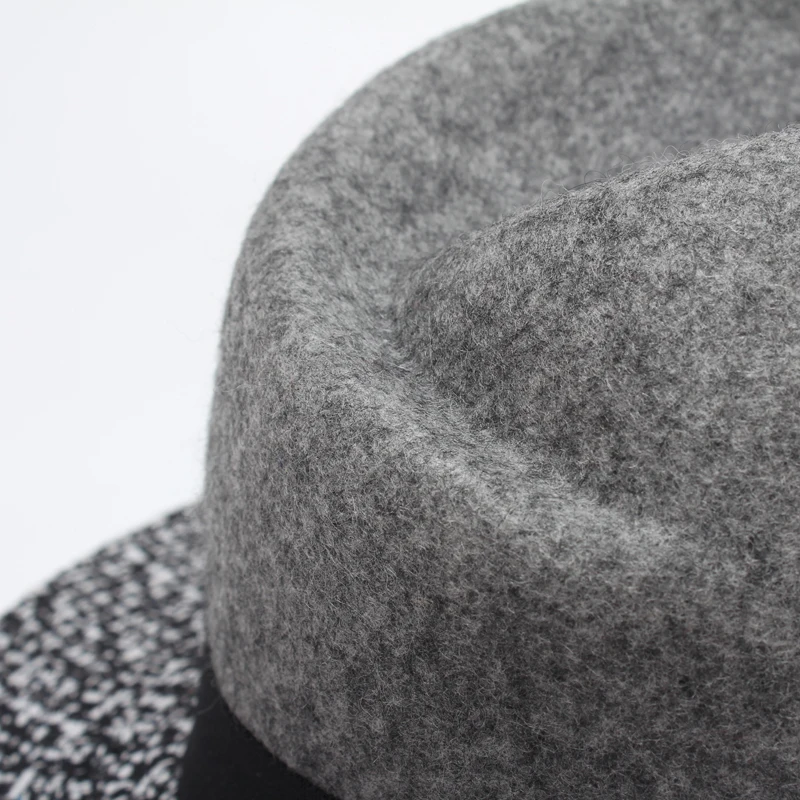 Женские из 100%-й шерсти Fedora Шапки осень 2017 г. Новинка зимы плед лоскутное лук