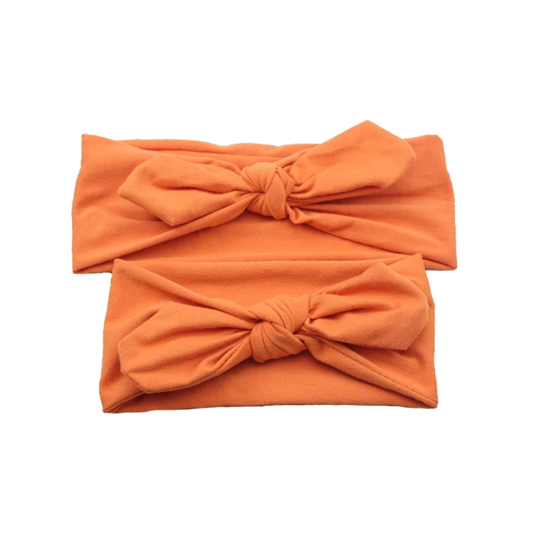 Erapinky2 Pcs/Sets Solid Rabbit Ears Headbands For Mom/Baby Bowknot Parent-child Hair Accessories Cotton Head Wrap Baby Headwear |