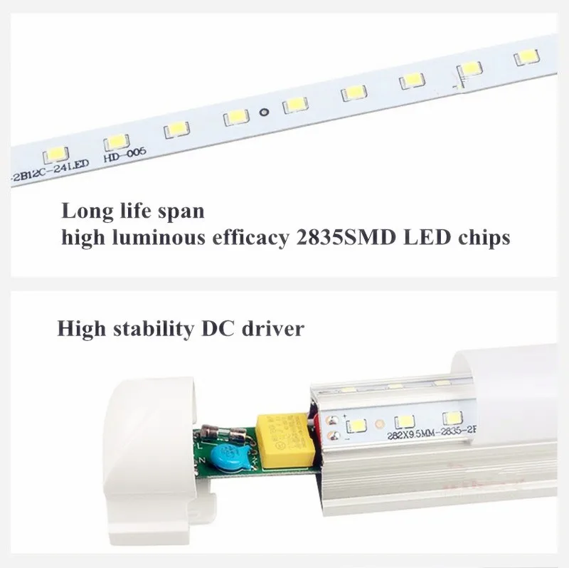 25 шт./лот двухрядный светодиодный трубки T8 лампа 2' 600 мм AC110V 220 v G13 интегрированы