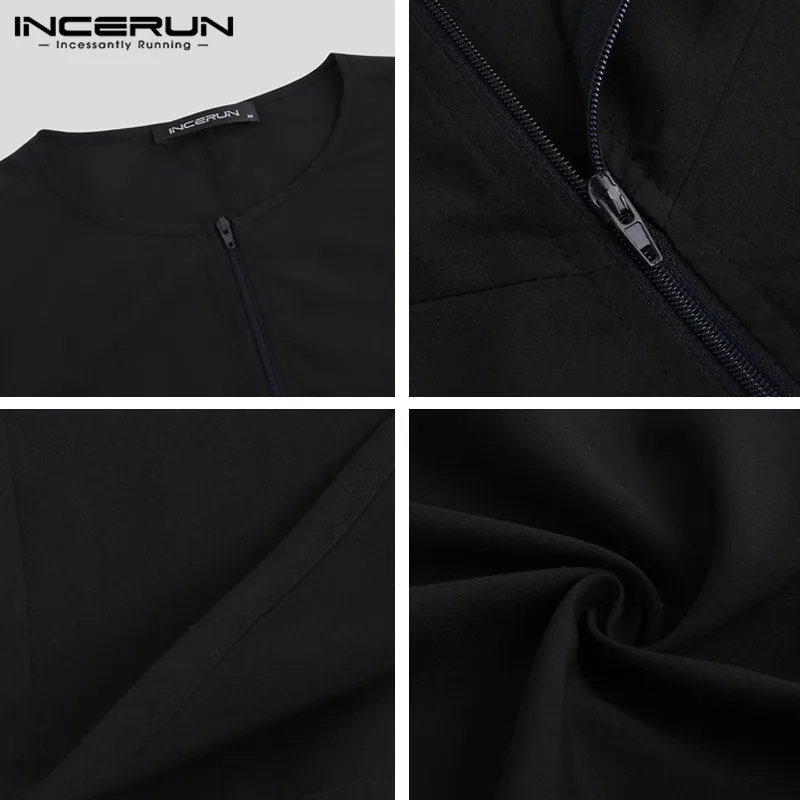 INCERUN 2022 Muslim Men Arab Islamic Kaftan Zipper Long Sleeve Robes Abaya Saudi Arabia Jubba Thobe Dress Caftan Men Clothes 5XL