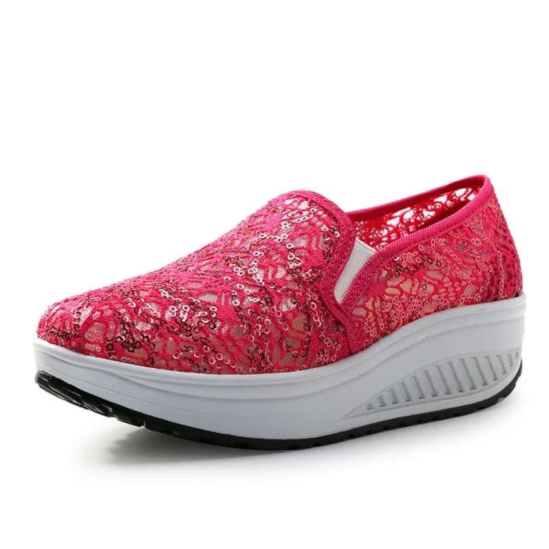 Женские спортивные кроссовки на танкетке дышащие облегающие для танцев #1508 |