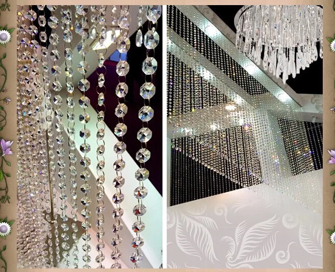 Бесплатная доставка 20 м/лот 14 мм прозрачные Восьмиугольные хрустальные гирлянды