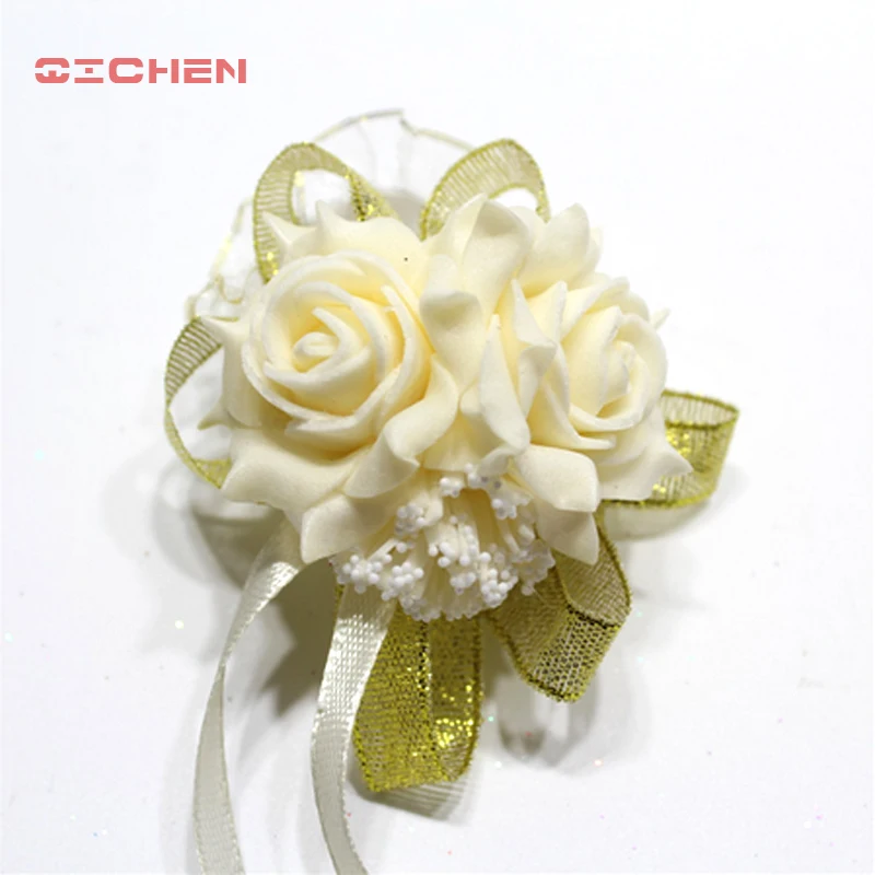 Модный корсаж для невесты цветы шарик DIY искусственные на запястье розы