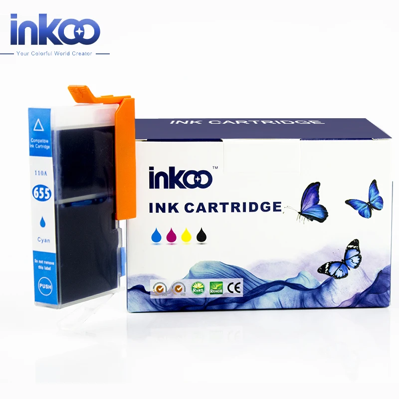 Inkoo 12 шт. для HP 655 картридж черный с чипом DeskJet Ink Advantage 3525 4615 4625 5525 6525 принтер |