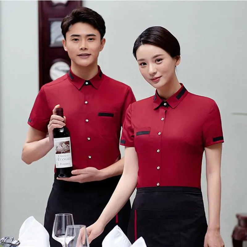 Официантка гостиницы рабочая одежда с коротким рукавом обеденный женский