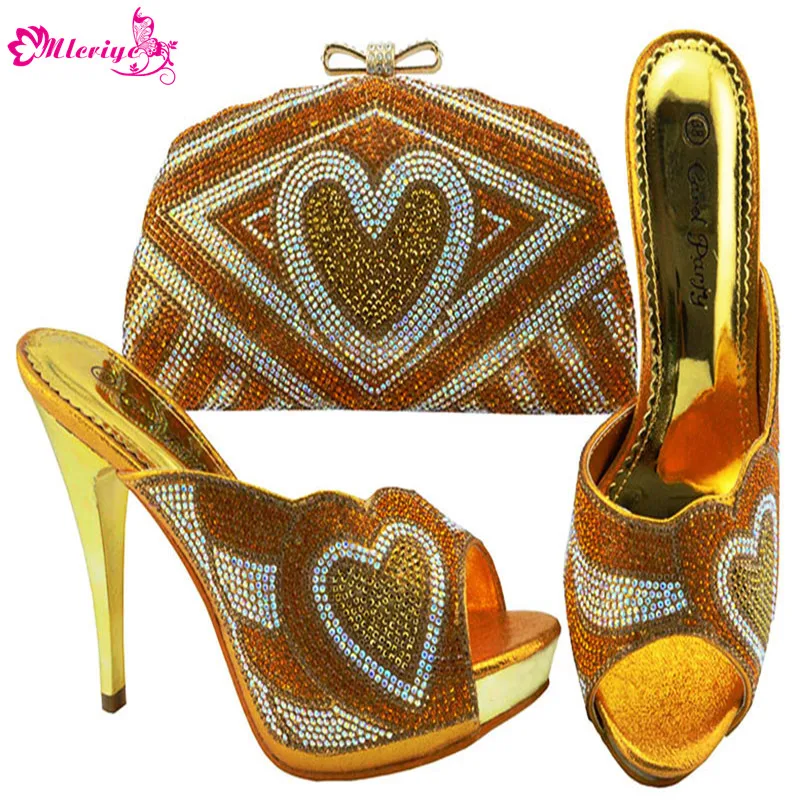 JZC005 gold комплект из обуви и сумки в нигерийском стиле для свадебной вечеринки