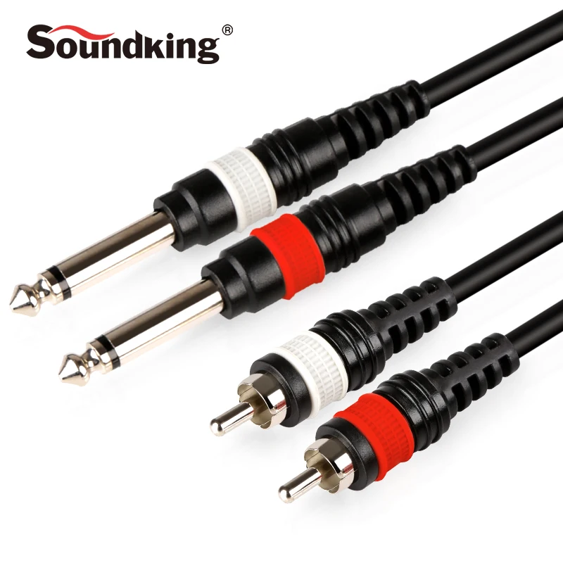 Soundking высокое качество аудио удлинитель Кабель 2*6 35 мм штекер к штекеру 2RCA кабель