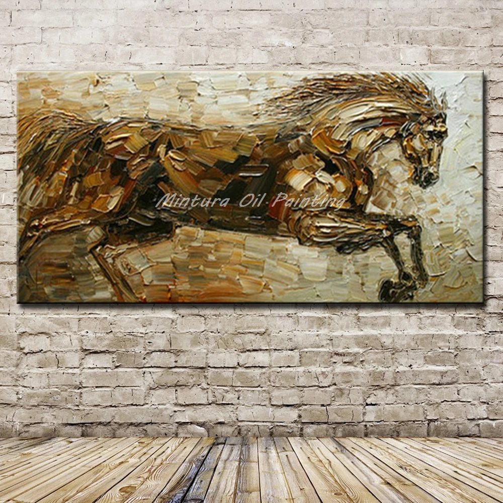 

Mintura Hand Painted Abstract Swift Horse Animal Oil Paintings On Canvas Wall Art Pictures For Living Room Children's Home Decor