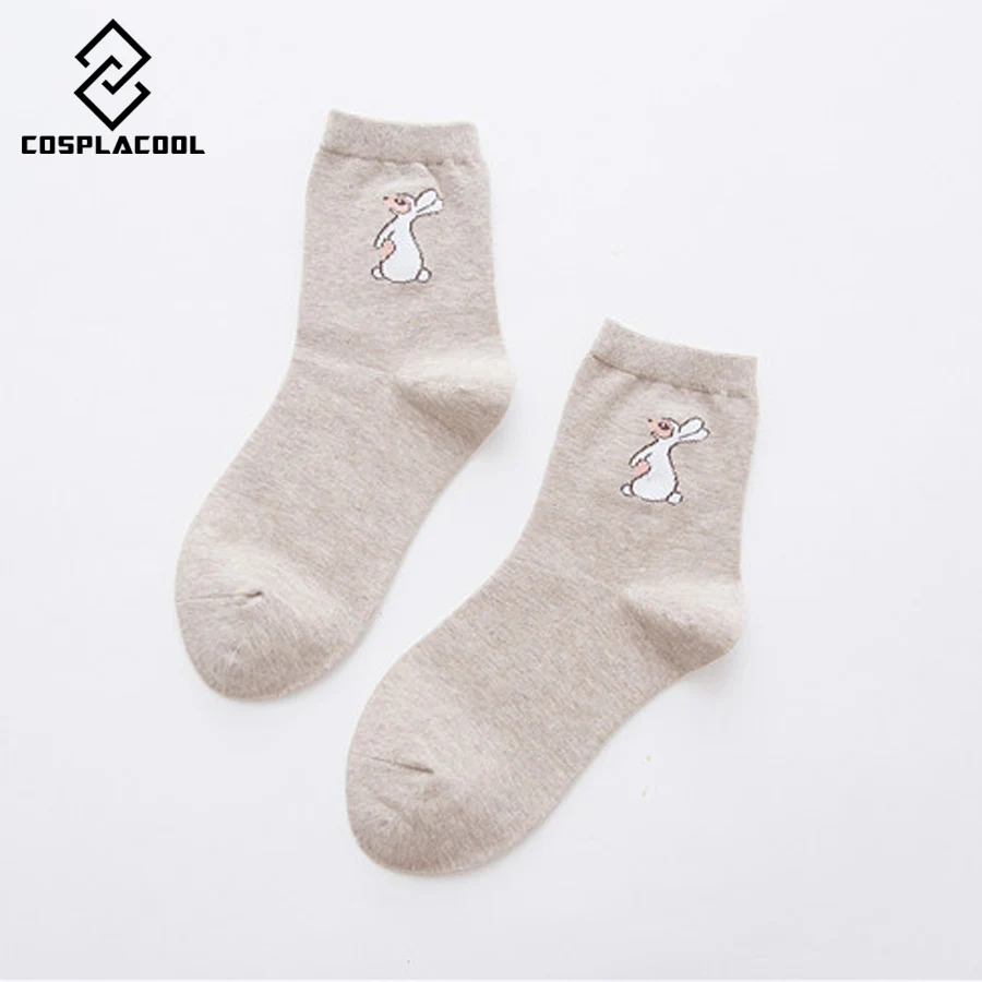 Новые носки [COSPLACOOL] женские хлопковые с милым мультяшным Кроликом осенне зимние