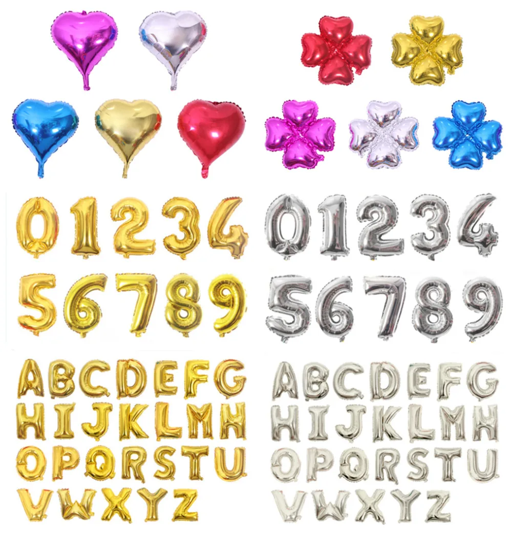 Воздушные шары на день рождения 16 дюймов 40 см алюминиевые золотые серебряные с
