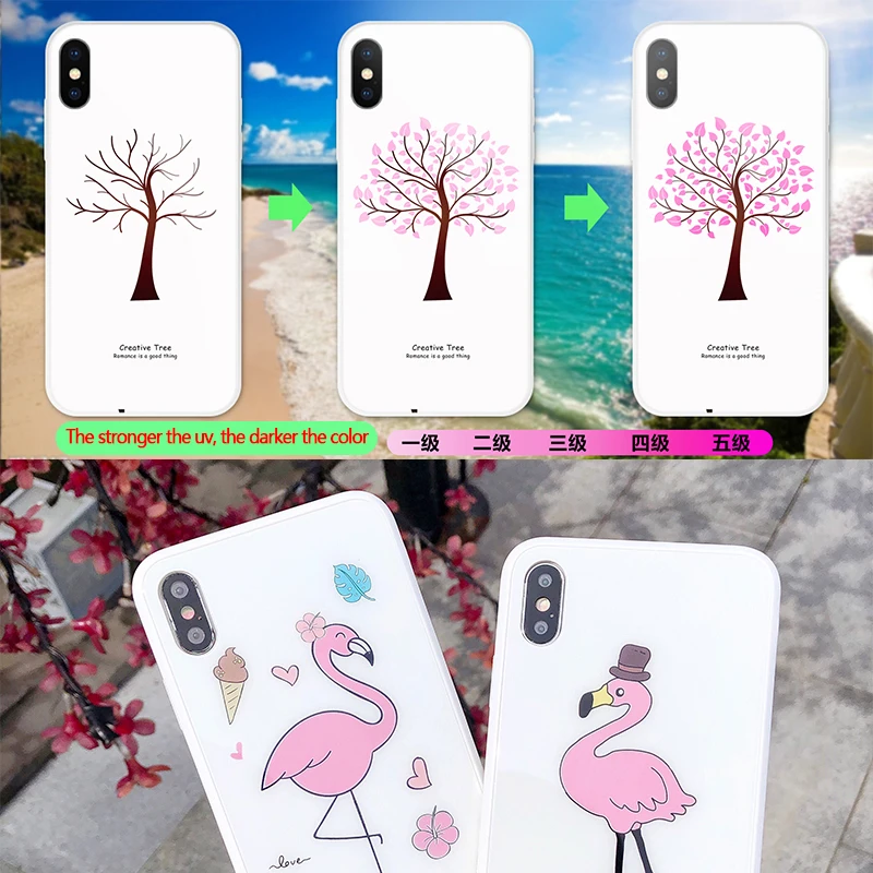 Чехол для iphone XS MAX XR X с изображением цветущего ультрафиолетового изменения цвета