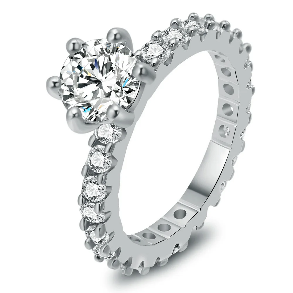 Новые 2017 кубических циркона 2 карат кристаллами Свадебные Кольца для Для женщин