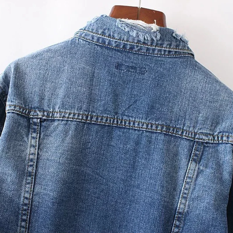 Джинсовая куртка женская 2020 Осенняя средняя длинная свободная однобортная