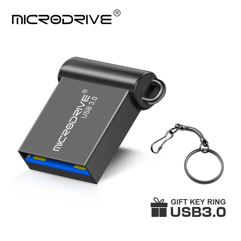 Металлический замок U диск черный Удобный для переноски USB флэш-накопитель Серебряный 16 ГБ 32 ГБ 3,0 ударопрочный флеш-накопитель 64 Гб 128 ГБ Новинка Цена со скидкой - Цвет: Mini Black