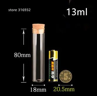 13ml bottom 18mm 20 шт./лот модные 4 мл до 25 мл пробковая стеклянная мини-бутылка небольшой талисман gass бутылка стеклянный флакон кулон - Цвет: 13ml bottom 18mm