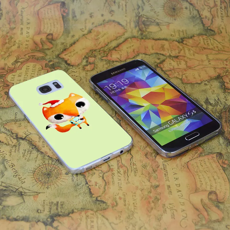 E2910 милый Рождественский Прозрачный жесткий чехол из поликарбоната с лисой для