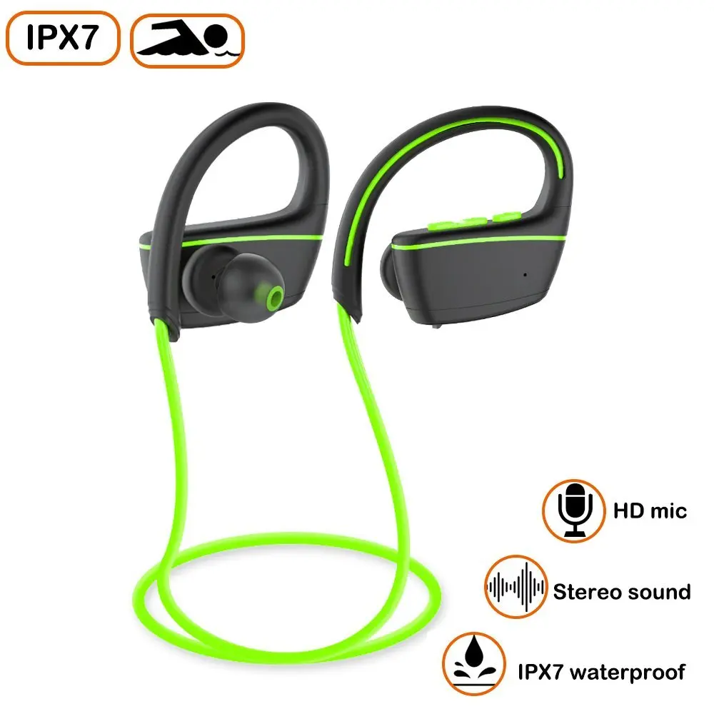Спортивные BluetoothHeadphones Беспроводной HD стерео наушники w/Mic IPX7 Водонепроницаемый