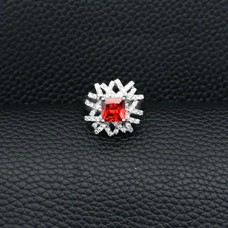 Silver 925 Jewelry Sets For Bride Wedding Accessories Red Cubic Zirconia White Crystal Necklace/Earrings/Bracelet/Pendant/Ring | Украшения