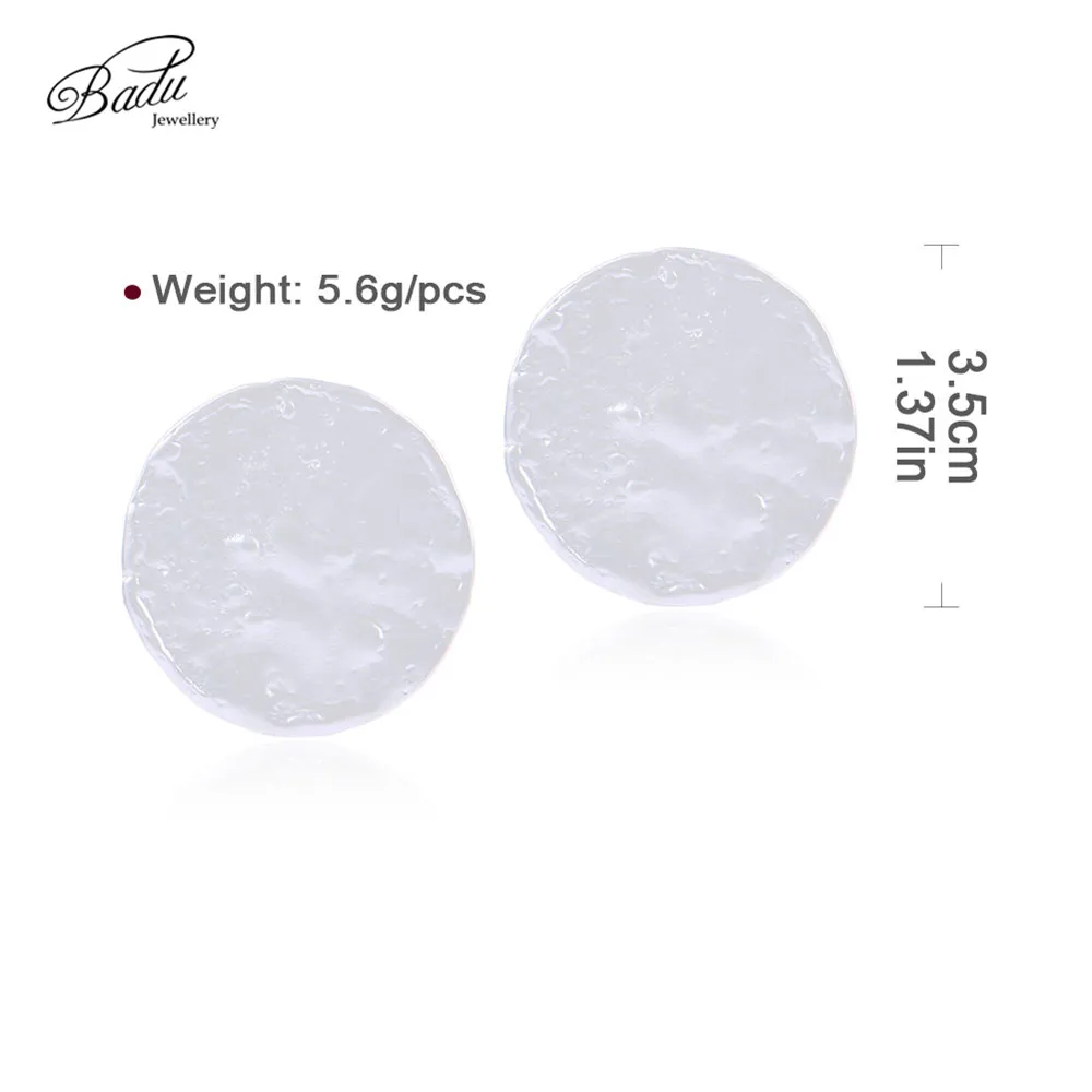 

Badu Big Golden Round Stud Earring Women Alloy Metallic Uneven Circle Earrings Punk Fashion Gift Girls Wholesale