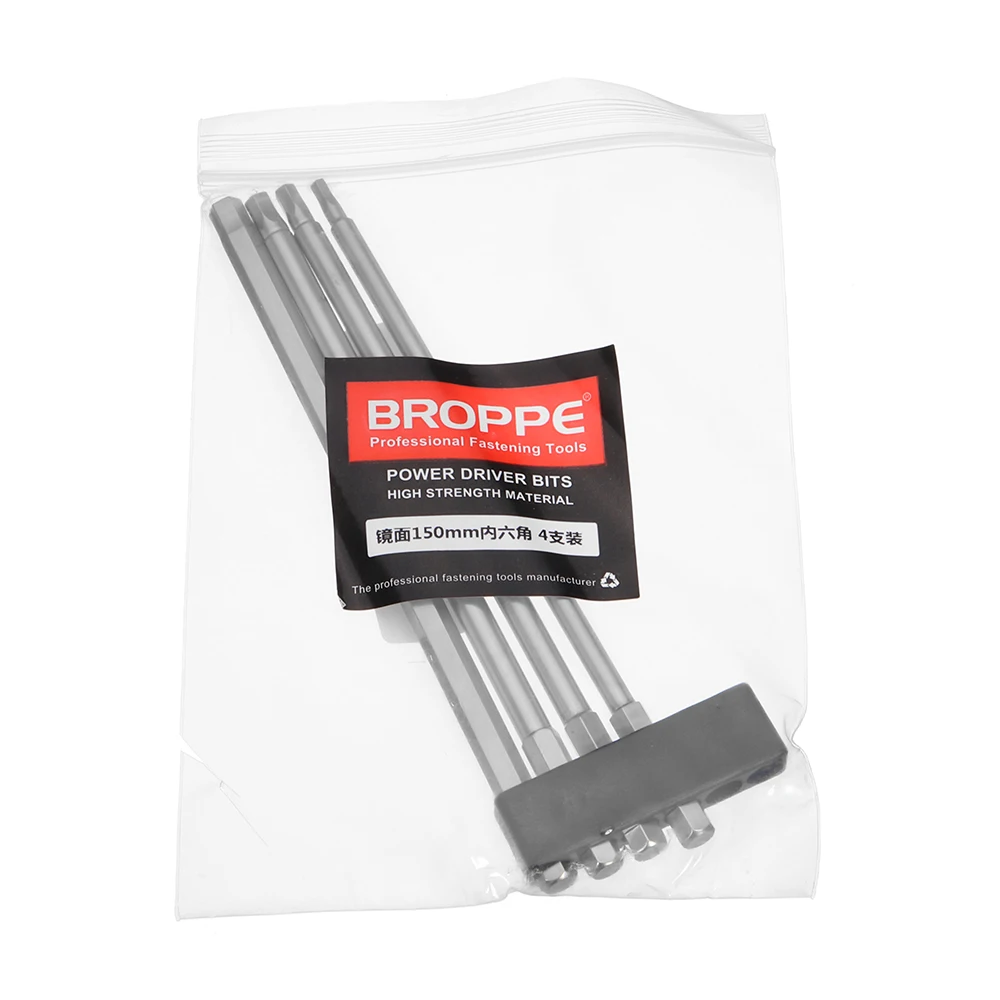 Broppe 4 шт. 150 мм H3-H6 отвертка с шестигранной головкой S2 1/4 дюймов шестигранный хвостовик Магнитная электрическая дрель отвертка Набор бит H3 H4 H5 H6
