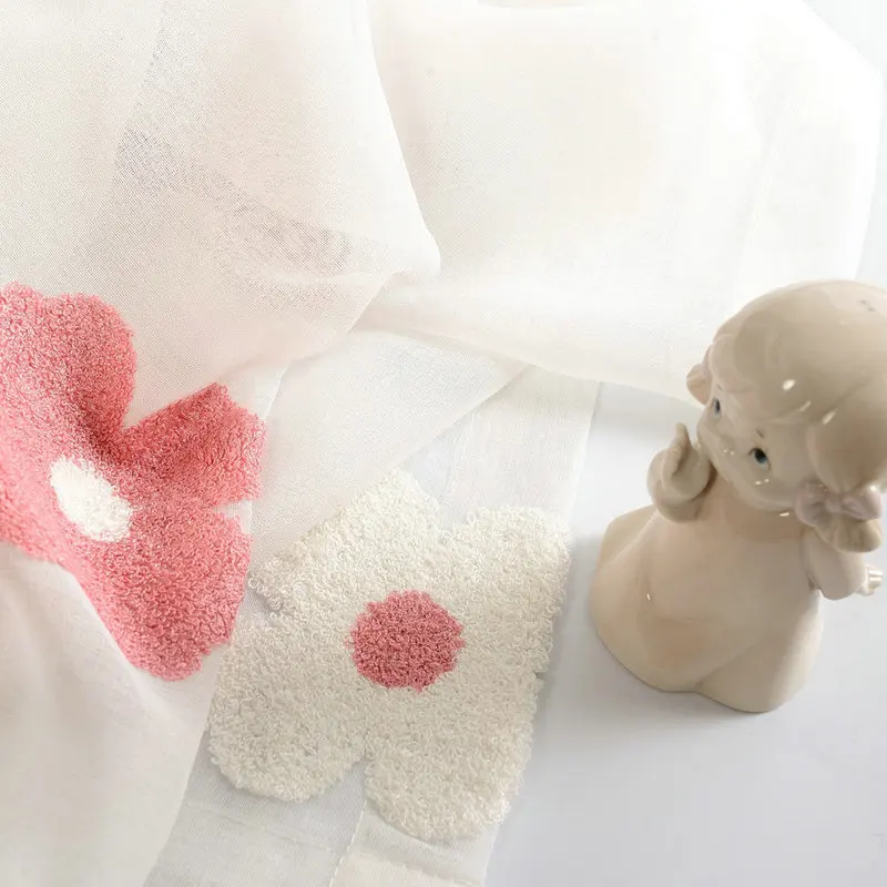 Белые тюлевые шторы для гостиной детской комнаты девочек красные цветочные