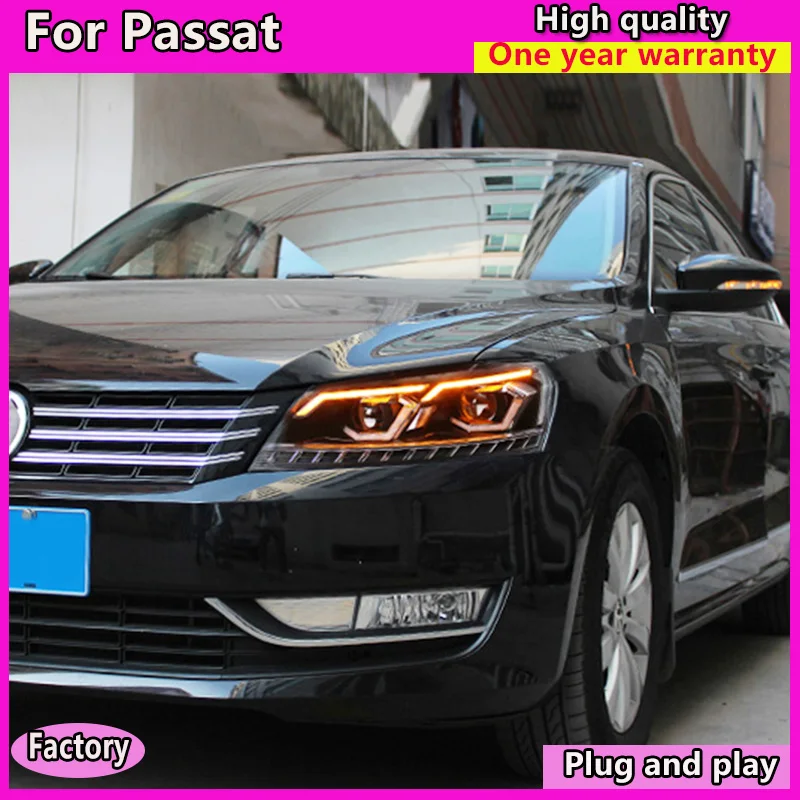 Автомобильный Стайлинг для VW Passat B7 US Verson 2012-2016 фары DRL D2H динамический сигнал