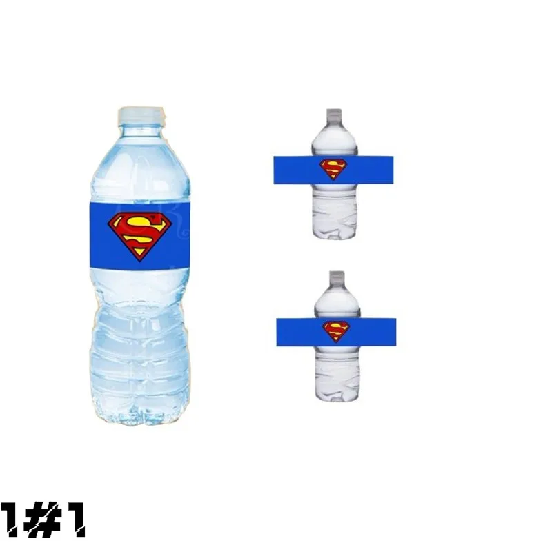 (1-1) 6PCS 6 шт., 4 вида стилей, Мстители, герой, Супермен, Бэтмен, Халк, Железный человек, бутылка для воды, этикетка, выбор для мальчиков, день рождения, украшения для детей - Цвет: (1-1) 6PCS