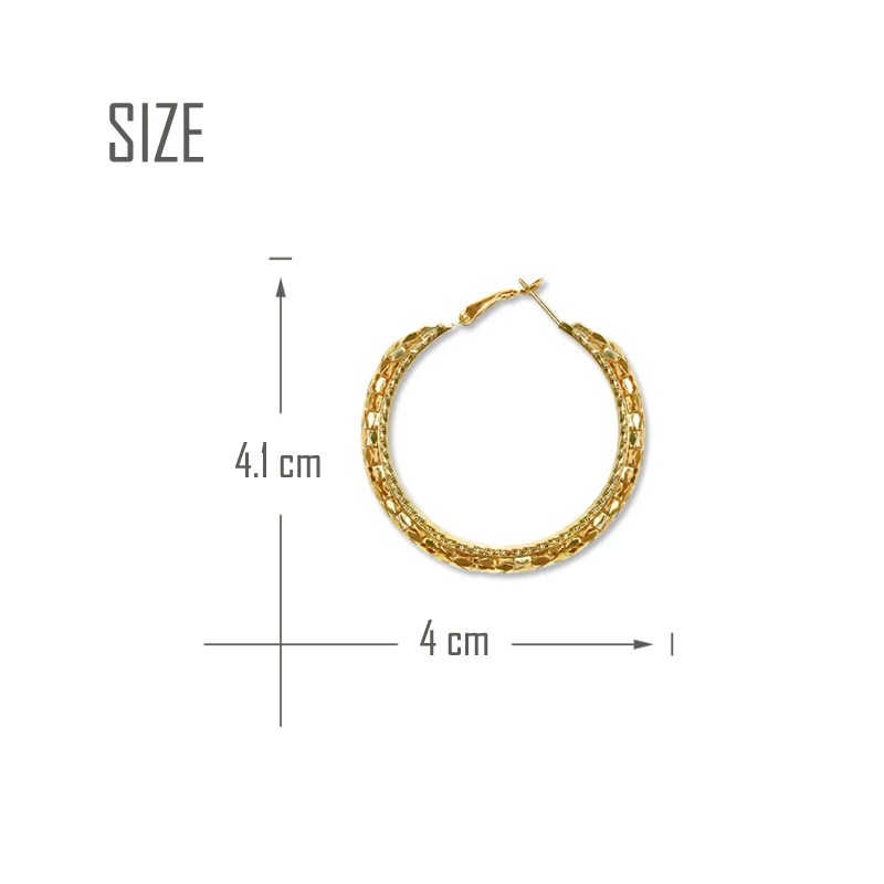 Gold 4cm Золотые круглые большие серьги кольца для женщин Металлические Модные ювелирные изделия серьги женские аксессуары - Окраска металла: Gold 4cm
