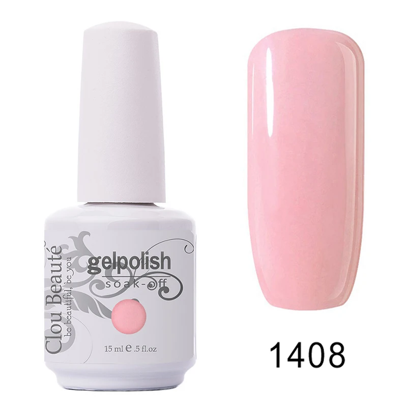 1408 Clou Beaute 15 мл УФ гель лак для ногтей Розовый Красный Белый Черный замочить от гель лак для ногтей маникюр Vernis Полупостоянный - Цвет: 1408