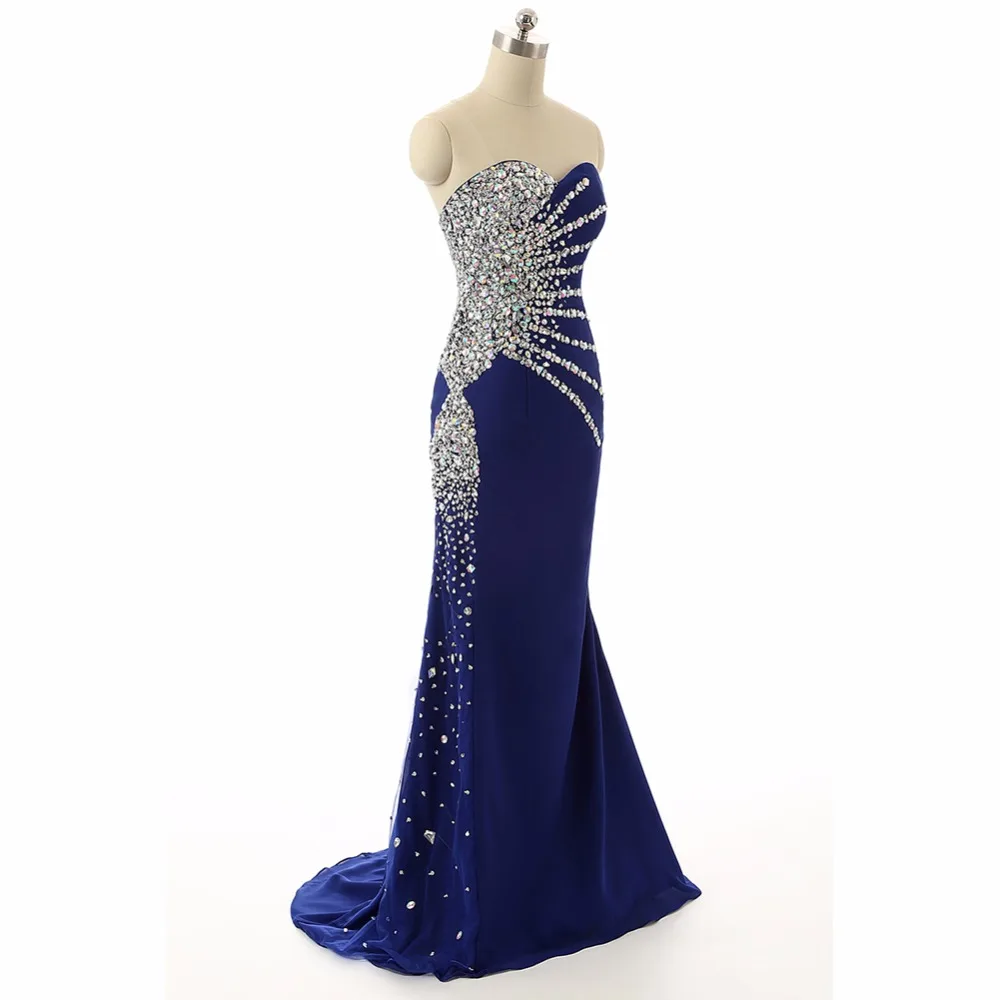 7116W Abendkleid 2019 Новая мода реальный образец милой русалки Королевский синий длинное
