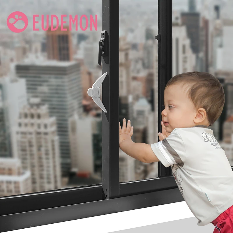 EUDEMON Детская безопасность Высокое качество Детские Безопасные замки легко Дети Детская безопасность безопасности раздвижные оконные замки для нажимной двери